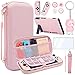 BRHE Tasche für Nintendo Switch Zubehör Bundle für Switch Console mit Andockbarer Hülle Rosa Case Schutzfolie und Daumengriffe