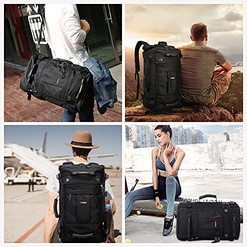Image of KAKA Travel Backpack,Carry-On Bag Water Resistant Flight Approved Weekender duffle backpack Rucksack Daypack for Men Women, Black (Top Open), 22.4 x 11.8 x 5.9 inches, Travel Backpacks