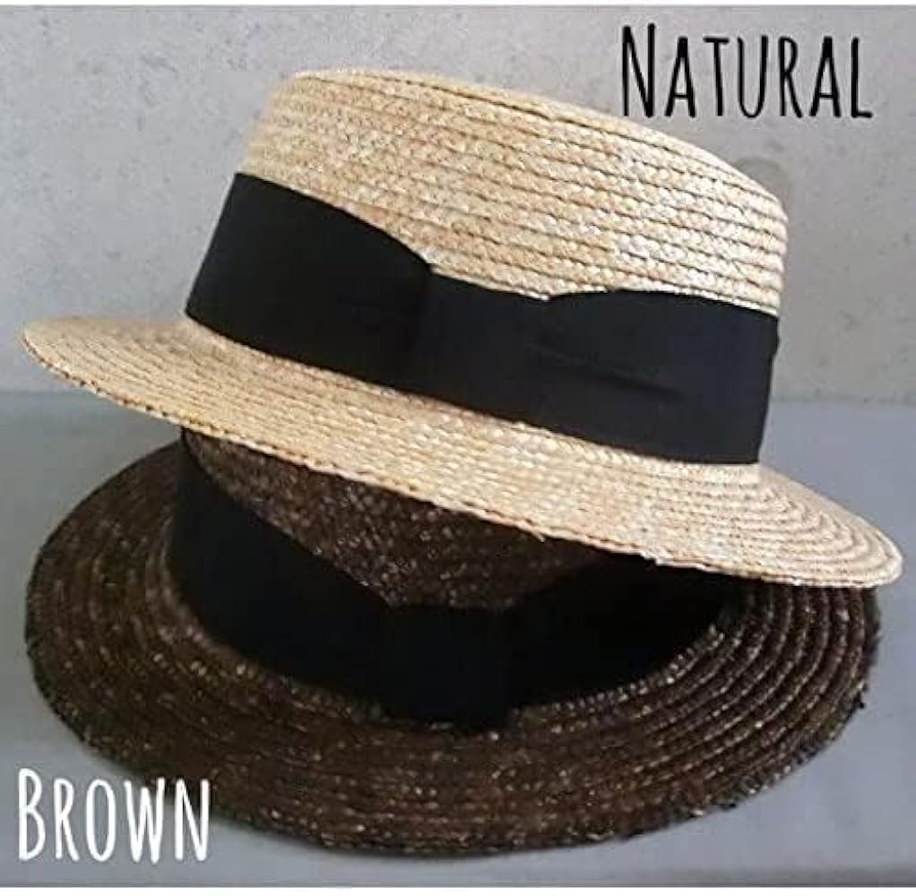 Amazon | カンカン帽 麦わら ストローハット 幅広リボン 天然素材