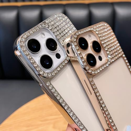Coque bijoux iPhone 15 Plus luxe noire strass étui transparent chic