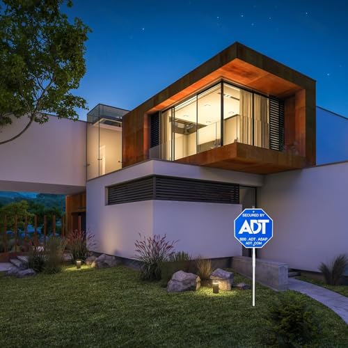 28\" ADT Security Signs & 8 Pcs Window Stickers - Heavy Duty Aluminum Yard Sign with Stake for Weather-Resistant Protection