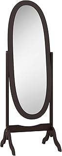 Comprar HOMCOM Espejo Ovalado Estilo Shabby Chic Inclinación Ajustable dim. 48L x 46W x 147H cm MDF Café