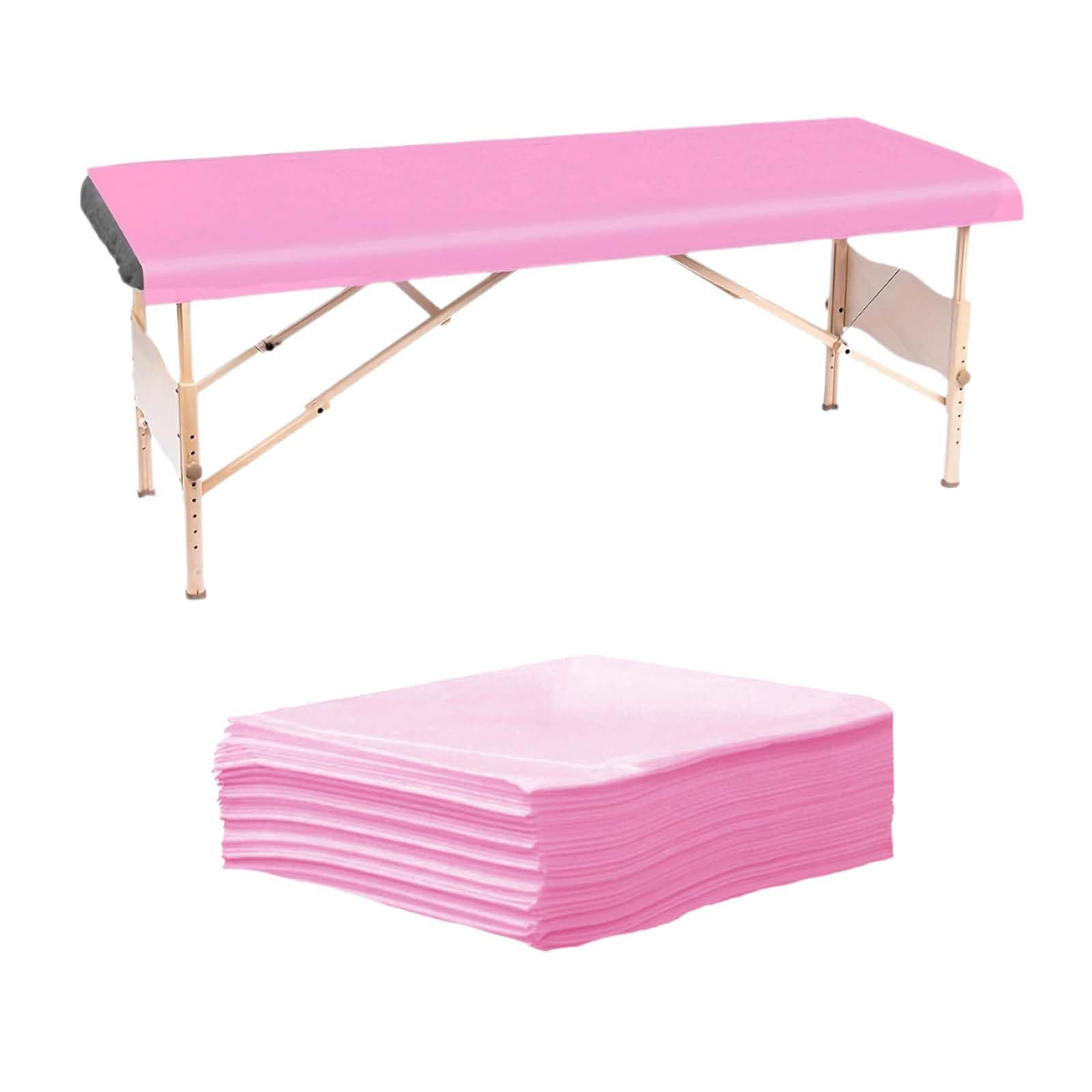 10 piezas Sábanas Desechables Para Camilla de Masaje, 100x200cm Funda para Camilla de Masaje, Sábanas Desechables Ajustables, Sabanas Desechables, impermeable y resistente al aceite （rosa）