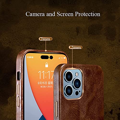 Étui en cuir de vachette véritable de luxe pour iPhone 14 Pro Max