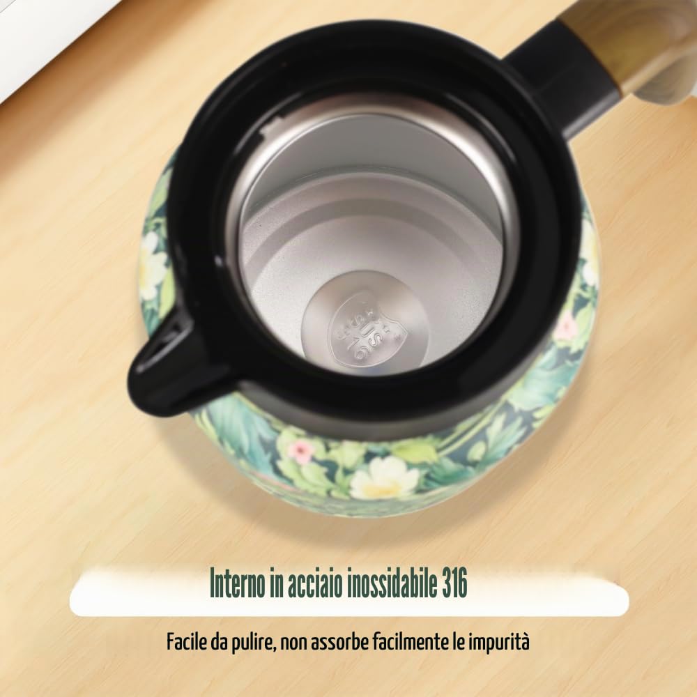 Caraffa Termica per il Tè, 800 ML Thermos a Motivo Floreale in Acciaio Inossidabile 316, Brocca Teiera Termico per Tè con Filtro per il Tè Rimovibile e Coperchio, Caffè, Bevande Calde