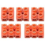 XLX 5Pcs 600V 36A 2 Position 3 Position Double Row Screw Terminal Block Environmental Friendly Flame Retardant Nylon Terminal Barrier Block Connector for All Wide Use(Red)