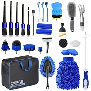 29Pcs Car Cleaning Kit, Car Detailing Kit, Car Washing Kit Interior & Exterior With Car Wash Mitt, Storage Bag, for Rims, Exteriors, Interiors, Vents & Dashboards, Car Care Gift Set