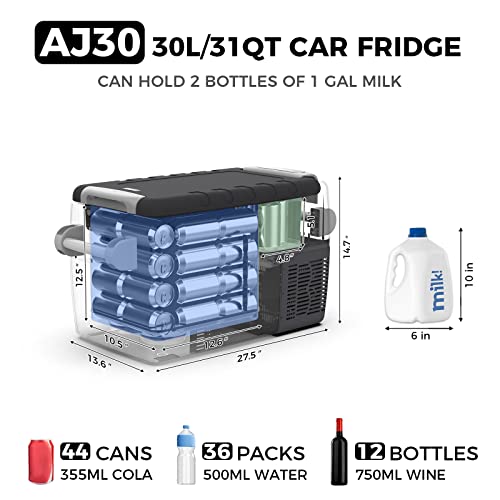 Setpower Aj30 Portable Refrigerator, Portable Freezer, Electric Cooler, Car Refrigerator, 12/24V Dc Cable & 110/240V Ac Adapter, Car Fridge For Camping, Truck, 3-Year Warranty, 30L/32 Quart #TOP6