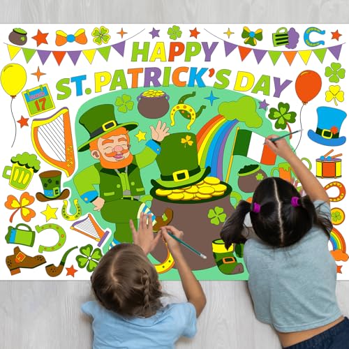 WorldBazaar St Patrick's Day Coloring Poster for Kids Classroom 3PCS