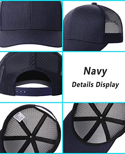 Tssgbl 2 Pack Snapback Trucker Hat Plain Ball Caps For Men Women,Adjustable Blank Mesh Back Summer Baseball Cap（Charcoal Grey-Navy Blue） #TOP4