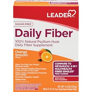 Leader Psyllium Husk Powder Supplement 4-in-1 Fiber for Digestive Health, Plant Based 100% Natural Psyllium Husk Daily Fiber, Sugar Free, Gluten Free, Non-GMO, Compare to Metamucil 10 OZ (Pack of 3)