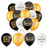 Ruhestand Luftballons Set, 20 Stück, 30cm, Schwarz Gold Weiß, mit 'Happy Retirement' und 'We Will Miss You' Design.Ruhestand Geschenke für Männer Frauen Abschiedsfeier Ruhestand Pensionierung Party