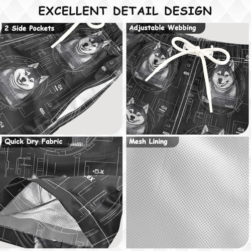 senya Shiba Dog Black Boys Swim Trunks Toddler Shorts Swimwear Boardshorts3