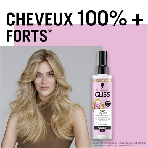 GLISS - Schwarzkopf - Lait Démêlant Express - Soie Liquide - Brillance - Protège jusqu'à 230°C - Démêle & Apporte de la Brillance - Cheveux Ternes & Cassants - Soin Normal - Sans Rinçage - 200ml – Image 4