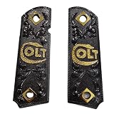 Custom Colt 1911 Full-Size Grips, Metal Black Gold Plated, A...