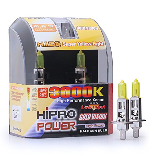 Hipro Power H1 55 Watts 3000K Golden Yellow Xenon HID Halogen Fog Light Bulbs