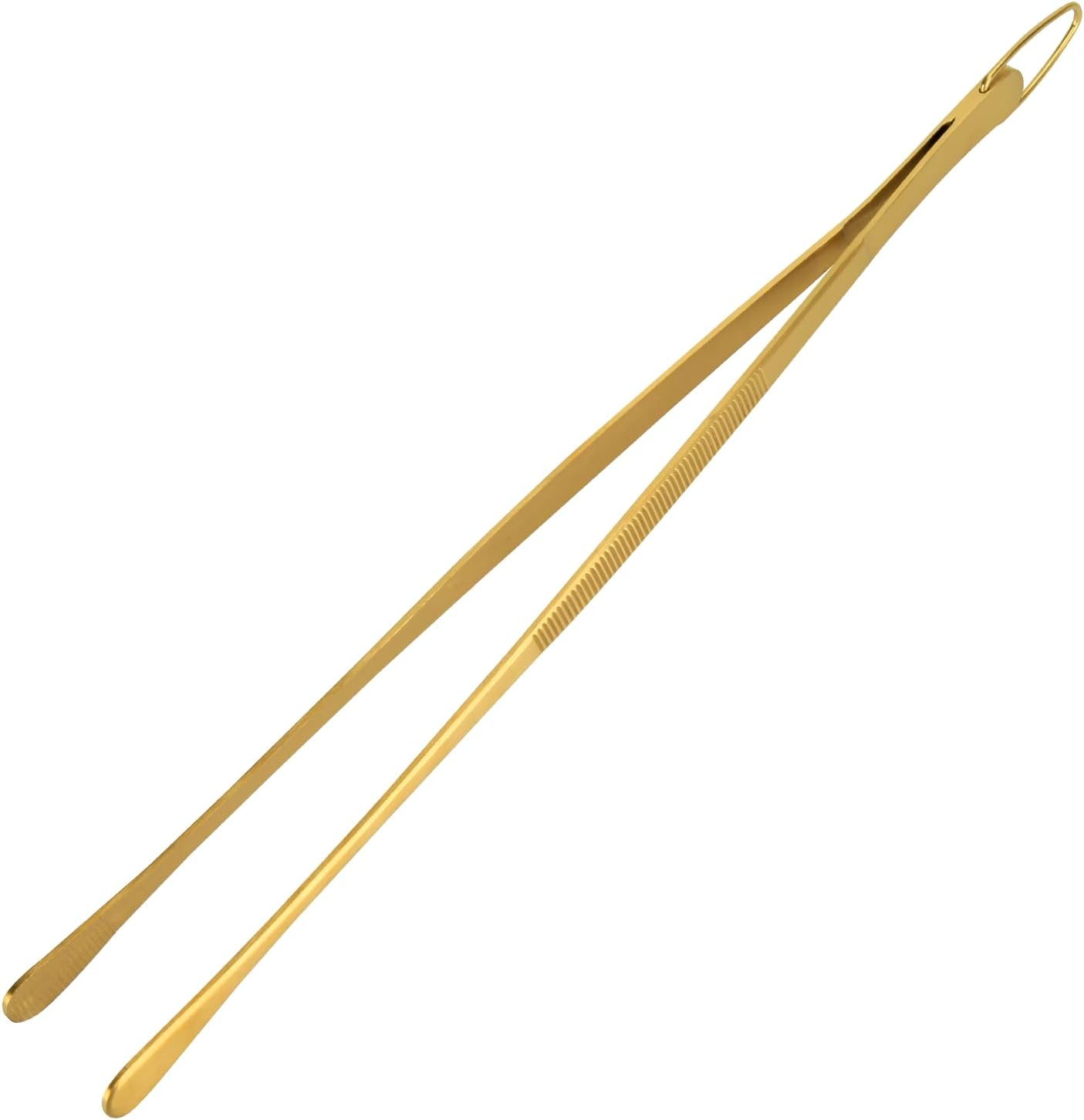 Snailhouse Kitchen Tweezer Tongs, 12 Inches Stainless Steel Heavy Duty Long Fine Chef Metal Skinny Cooking Tweezers for Serving Food, Gold