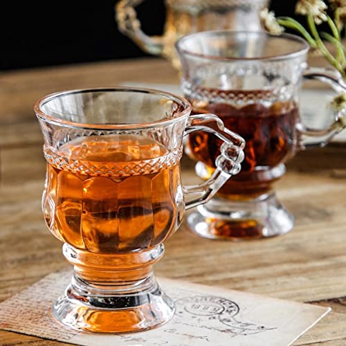 Image of MULTI ZONE 250 ML Crystal Clear Toughened Glass Tea Cup with Convenient Solid Handle Cups, Espresso Mug Set for Tea, Coffee, Hot /Cold Drinks (Round Tea Cup 250 ML, 6)