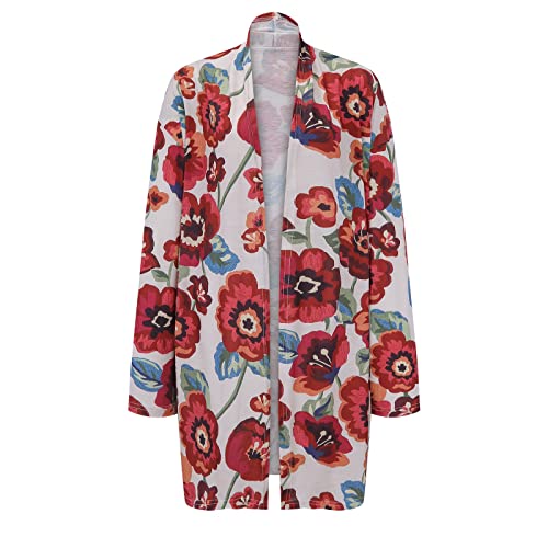 Women's Ethnic Fashion Cardigan Floral Print Soft Elegant Top Loose Long-Sleeved Leopard Print Sweaters #TOP7