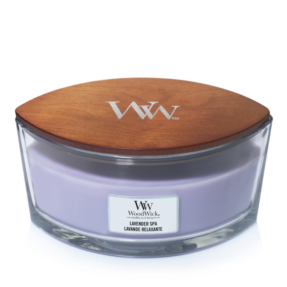 Woodwick Lavender Spa Fragranced Hearthwick Ellipse Glass Candle 16oz