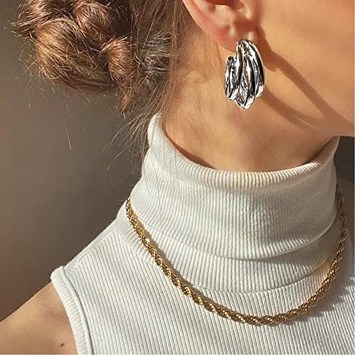 54 Pairs Gold Silver Hoop Earrings Set For Women Multipack, Boho Fashion Statement Stud Hoop Earrings Pack With Pearl Butterfly Shaped Assorted Small Big Hoop Earrings Jewelry For Gift #TOP2