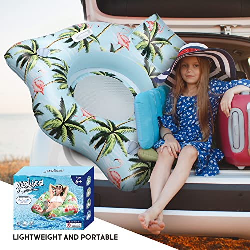 Polita Pool Float, Pool Floats Adult With Backrest, 2In1 Pool Floats Adult Size Mesh Bottom, Pool Floats Kids With Cup Holder And Handle, Blow Up Pool Floats For Swimming Pool (Coconut) #TOP4