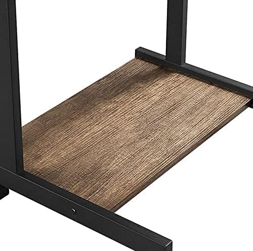 Topeakmart Rolling Computer Desk for Small Spaces, Laptop Computer Desk with Wheels, Mobile Standing Desk Compact Student Bedside Table Taupe Wood
