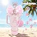 Letter Stickers Bling Accessories Set for Stanley 40/30/20 oz Tumbler: Bow Straw Topper, Charms, Butterfly Cap, Pearl Strap, Silicone Boot, Accessories for Stanley Quencher H2.0 (S, Pink Peony)