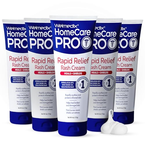 Welmedix Adult Diaper Rash Cream - Zinc Oxide Cream & Moisturizing Skin Barrier Cream, Maximum Strength Diaper Rash Cream for Adults, Skin Protection Ointment - 4oz, Pack of 5