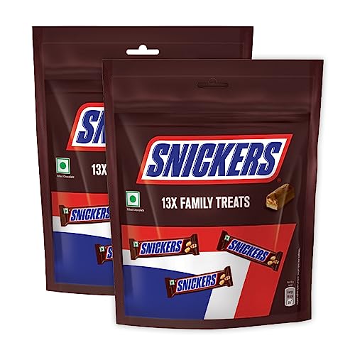 Image of Snickers Family Treats Peanut Filled Chocolate Pouch, 2 X 168 Gm - 336 Gm