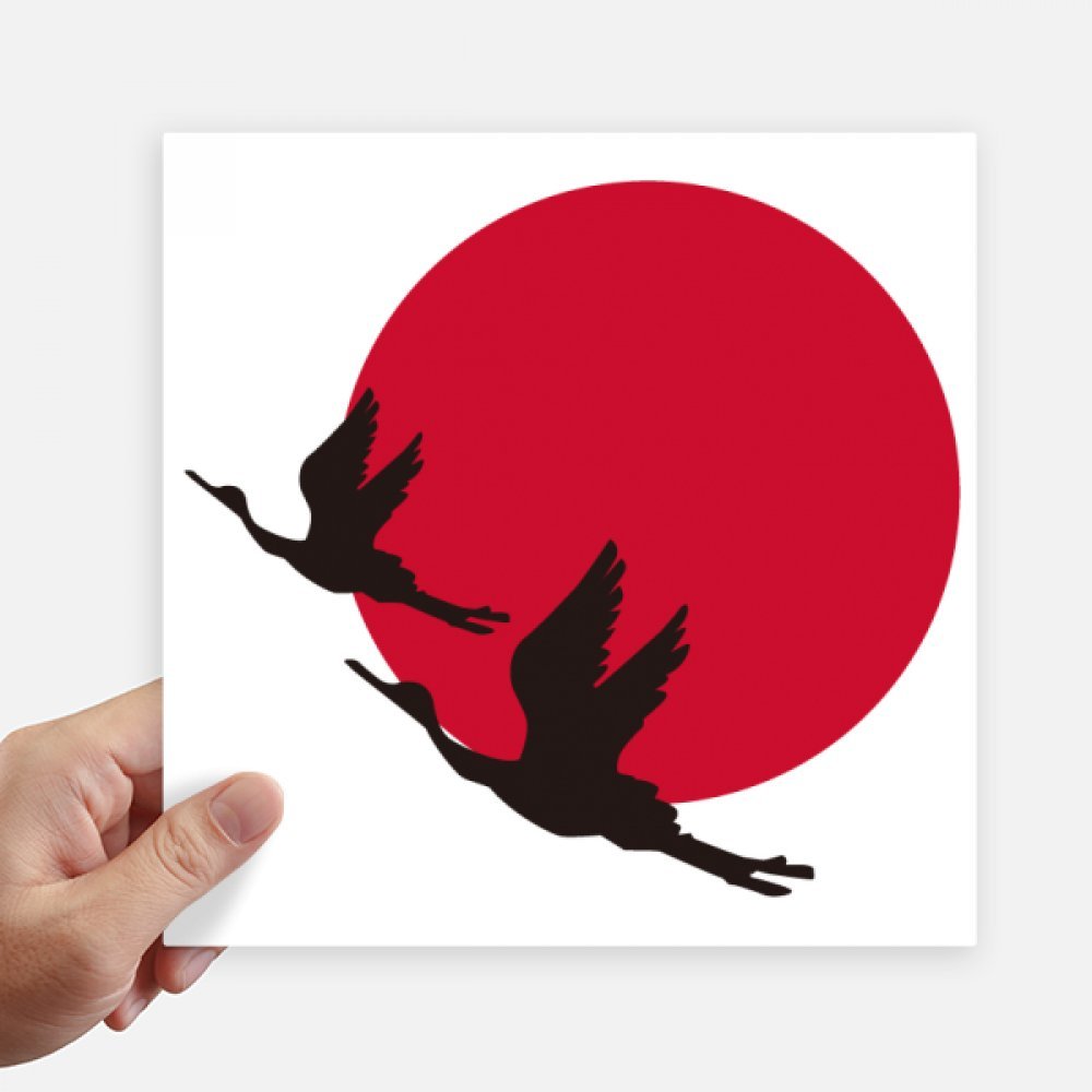 Autocollant japonais oie sauvage carré pour gourde et coque pc portable