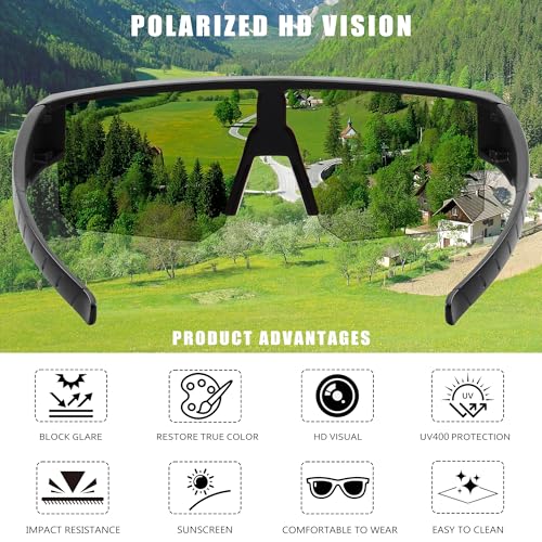 Polarized Fit Over Glasses Sunglasses for Men Women, UV Protection Sports Wrap Around for Driving Cycling Fishing - Image 4