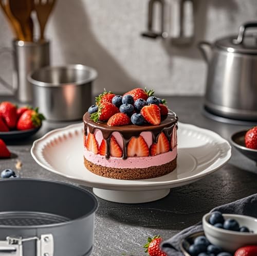 Miniatura 8 de Brimorea Molde Redondo De 24 Cm, Redondo, Antiadherente, Molde Para Tartas De Queso, Molde Para Tartas De Queso, Tartas, Pasteles, Pizza, En Freidora De Aire Caliente, Airfryer Y Horno
