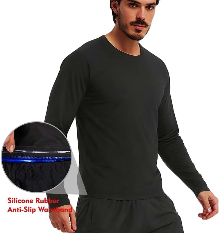 Sauna Shirt for Men Weight Loss Long Sleeve Slimming Sweat Sauna Suit Heat Trapping Compression Workout Body Shaper - Image 4