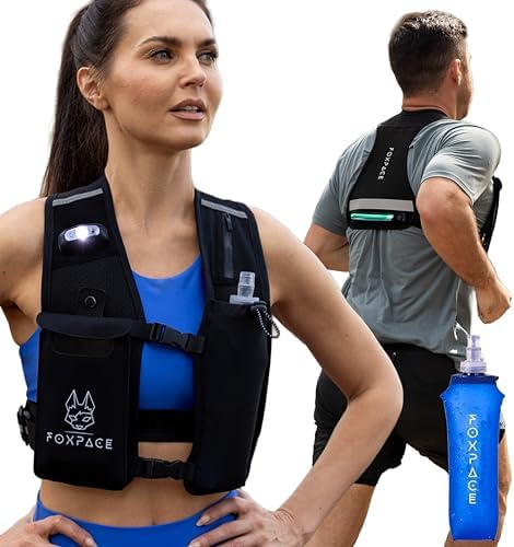Running Vest for Women Men – Hydration Vest Water Bottle – Breathable Adjustable Backpack for Hiking Marathon – Waterproof Phone Pocket – Reflective Lights Up Rechargable Vest for Night Running Running Vest for Women Men – Hydration Vest Water Bottle – Breathable Adjustable Backpack for Hiking Marathon – Waterproof Phone Pocket – Reflective Lights Up Rechargable Vest for Night Running
