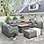 Rattaner 7-Piece Outdoor Furniture Sets Patio Furniture Set with 45-inch Fire Pit Patio Couch Outdoor Chairs 60000 BTU Propane Fire Pit Table with Non-Slip Cushions Waterproof Covers, Light Grey