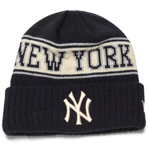 New Era NY New York Yankees Retro Cuff Knit Vintage Beanie Hat Navy Blue