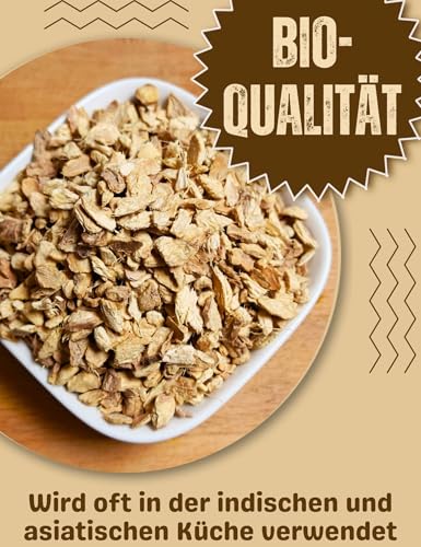 BIO Ingwer Stückchen Geschrotet Geschnitten | Ingwerstücke Ingwerwurzel Ginger | BIO-Qualität | Für Küche Tee Ingwer Shot Smoothie | OmVeda Gewürze (200g) – Bild 3