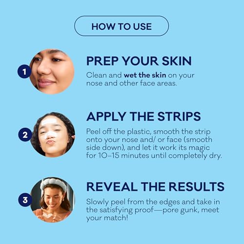 Image of Biore Nose+Face Blackhead Remover Strips, Deep Cleansing Strips for Nose, Chin, or Forehead, Instant Blackhead Removal and Pore Unclogging, Oil-free, Non-Comedogenic Use, Value Size 24 Count