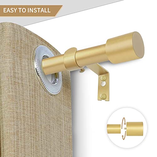 Zyrw Single Curtain Rods For Windows 18 To 45 Inches (1.5-3.75 Feet), 1 Inch Diameter Adjustable Heavy Duty Modern Window Curtain Rods With End Cap Finials, Gold #TOP1