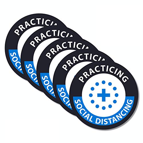 Image of NMC HH172 Practice Social DISTANCING Label, Hard Hat Sticker, 2 X 2 X 0.005, Pressure Sensitive Vinyl .0045 25 /PK