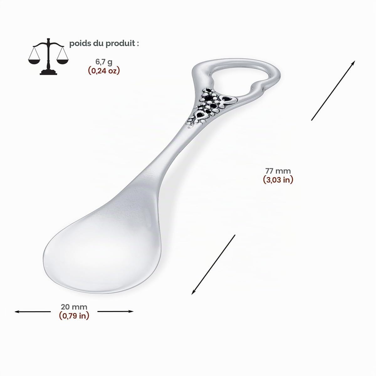 Petite Cuillère en Argent avec Gravure, Argent 925 Poli, Idée Cadeau pour Anniversaire, Anniversaire de Mariage ou Baptême