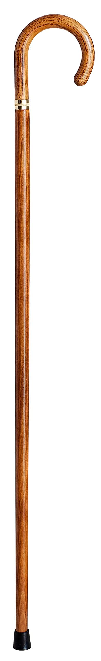 Bastone con Curva per Camminare in Legno con Impugnatura in Legno Fiammeggiato Leggero 0,3kg, Altezza 92cm (570)