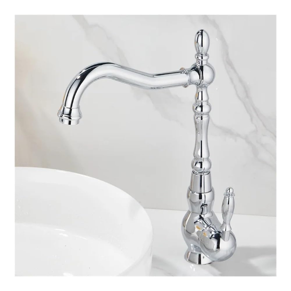 Robinet rétro français chrome avec poignée céramique eau chaude et froide
