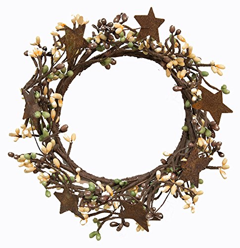 CWI Gifts Pip Twig Star Wreath Rings - Decorative Candle Rings - Candle Rings for Pillars - Farmhouse Candle Rings - Perfect Winter Wreaths for Candles - Brown 4 x 8