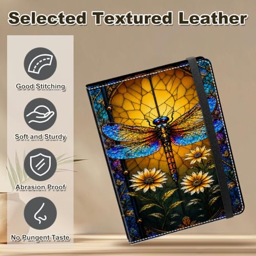 Image of Photo Album 4x6 120 Photos with Strong Elastic Band Stained Glass Dragonfly | Large Capacity Premium Leather Picture Album, Portable Wallet Albums Photo Book for Family Anniversaries Wedding Baby