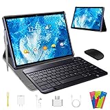 Tablet 10 Pulgadas 4 GB RAM 64GB/128GB ROM Android 9.0 Certificación Google GMS Ultrar-Rápido Tablets 4G LTE Dual SIM / WiFi 8000mAh Quad Core /GPS,Type-c, OTG, Netfilix/ - con Teclado (Azul)