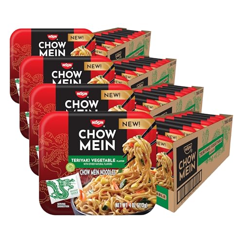 Image of Nissin Chow Mein Noodles, Teriyaki Vegetable, 4 Ounce (Pack of 32)