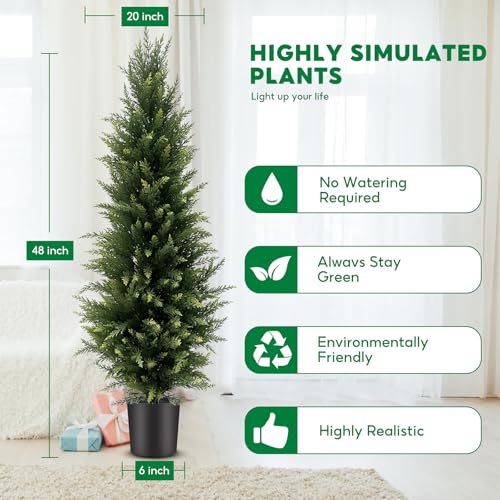 Image of 4FT Artificial Cedar Topiary Trees 2 Pack