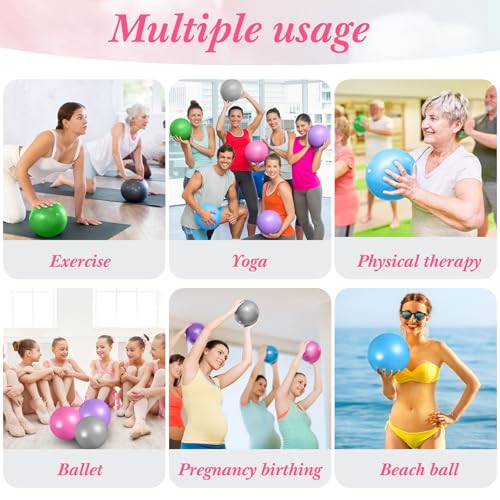Image of Aoriher 10 Pack 9 Inch Small Pilates Ball Bulk Mini Exercise Ball Portable Non-Slip Workout Yoga Balls with Air Pump for Stability, Barre, Fitness, Balance, Physical &Core, Gym Home Office Use